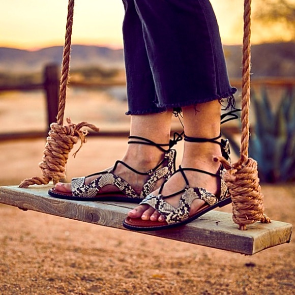 Crown Vintage Shoes - Crowne Vintage ‘Paysley’ Snakeskin Sandals